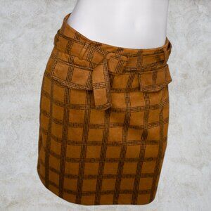 Chess Light Chocolate Brown & Dark Chocolate Brown Square Pattern Plaid Skirt